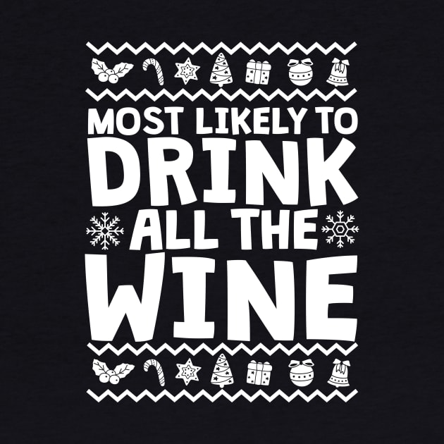 Most Likely To Drink All The Wine Ugly Christmas by thingsandthings